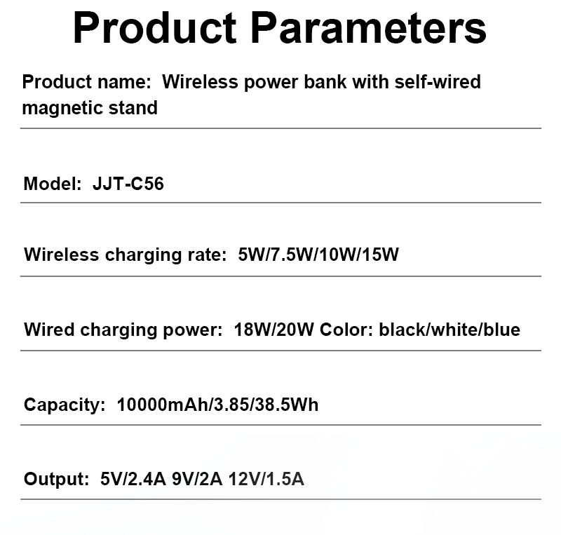 10000mAh Magnetic Wireless Power Bank – 20W Fast Charging, 15W Wireless, Metal Stand &amp; Lanyard Cable