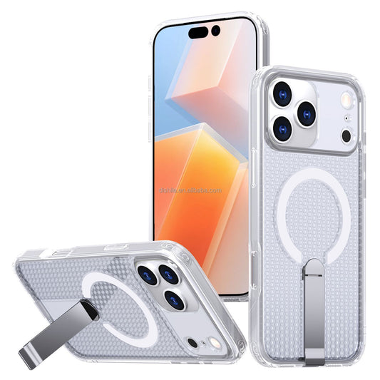 LUXEIN Magnetic iPhone 17 Pro Max Case with Magnetic Ring for wireless Charging, 3D Vented Design for Heat Dissipation, Heavy Duty Military Grade Shock Proof Cover with Kickstand & Camera Protection (White & Black)