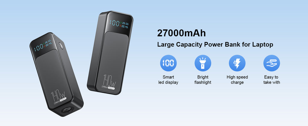 LUXEIN 27000mAh 140W Power Bank – Ultra Fast Charging Power Bank for Laptops & Mobiles  PD Fast Charge | High Capacity | LED Digital Display | Compact & Travel Friendly