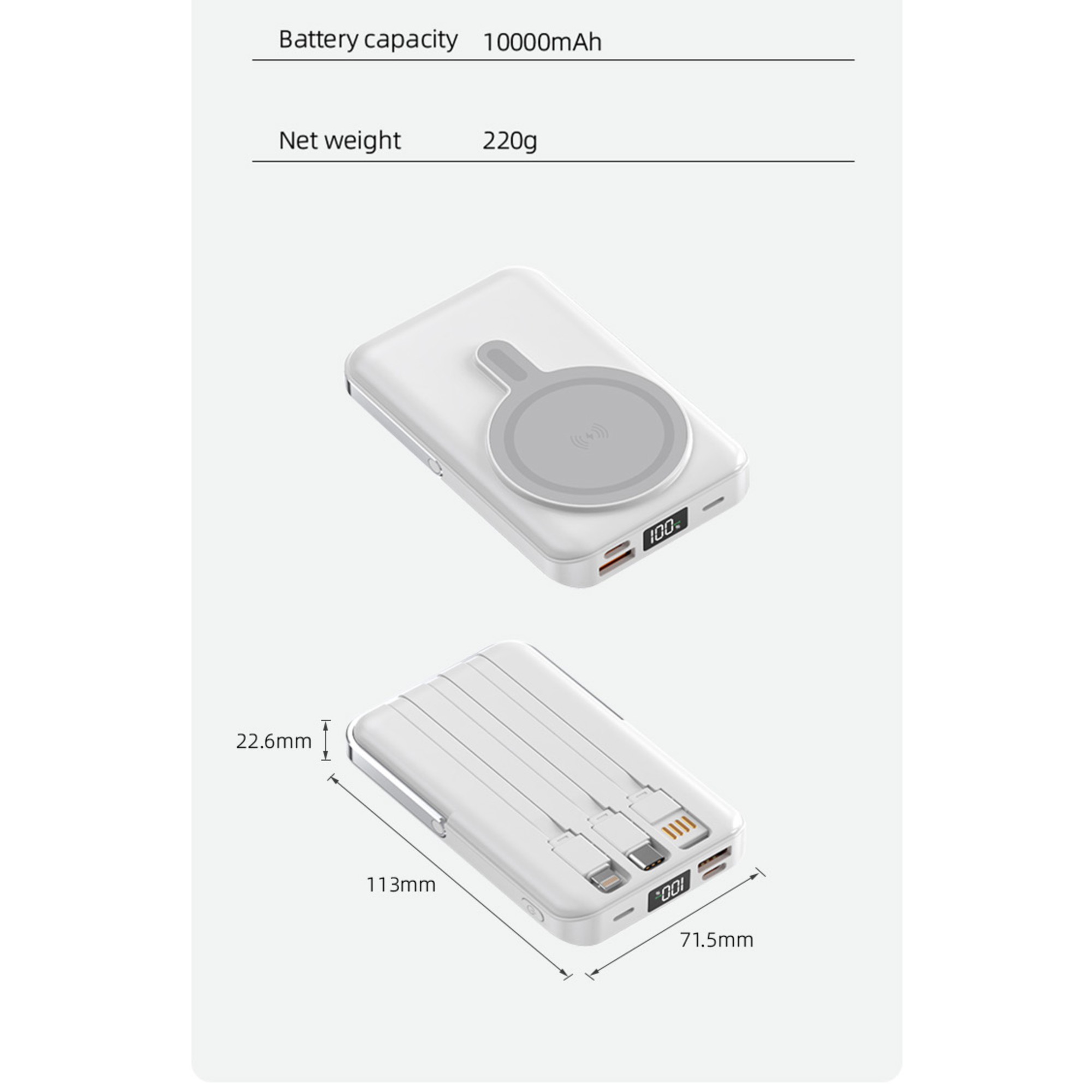 LUXEIN Magnetic Power Bank 10000mAh – Strong Magnet, Wireless Charging, Built-in Cables & Bracket Stand Snap On. Stand Up. Power Anywhere.