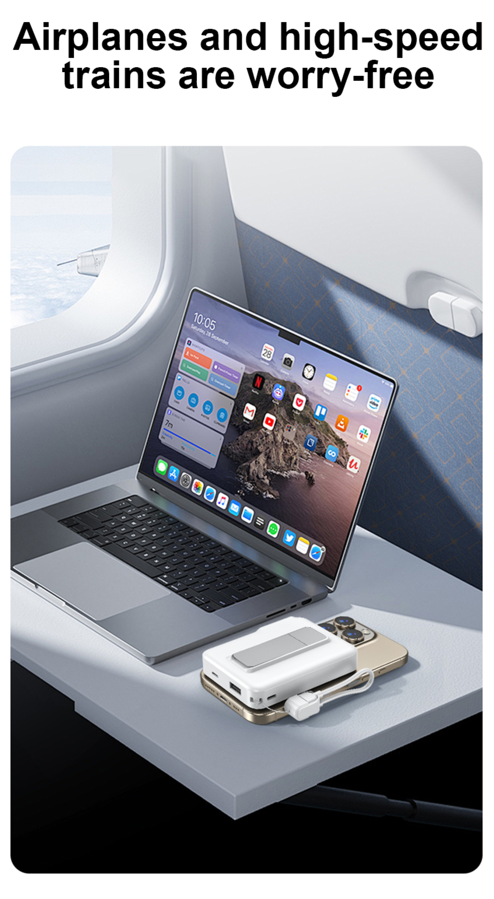 10000mAh Magnetic Wireless Power Bank – 20W Fast Charging, 15W Wireless, Metal Stand &amp; Lanyard Cable