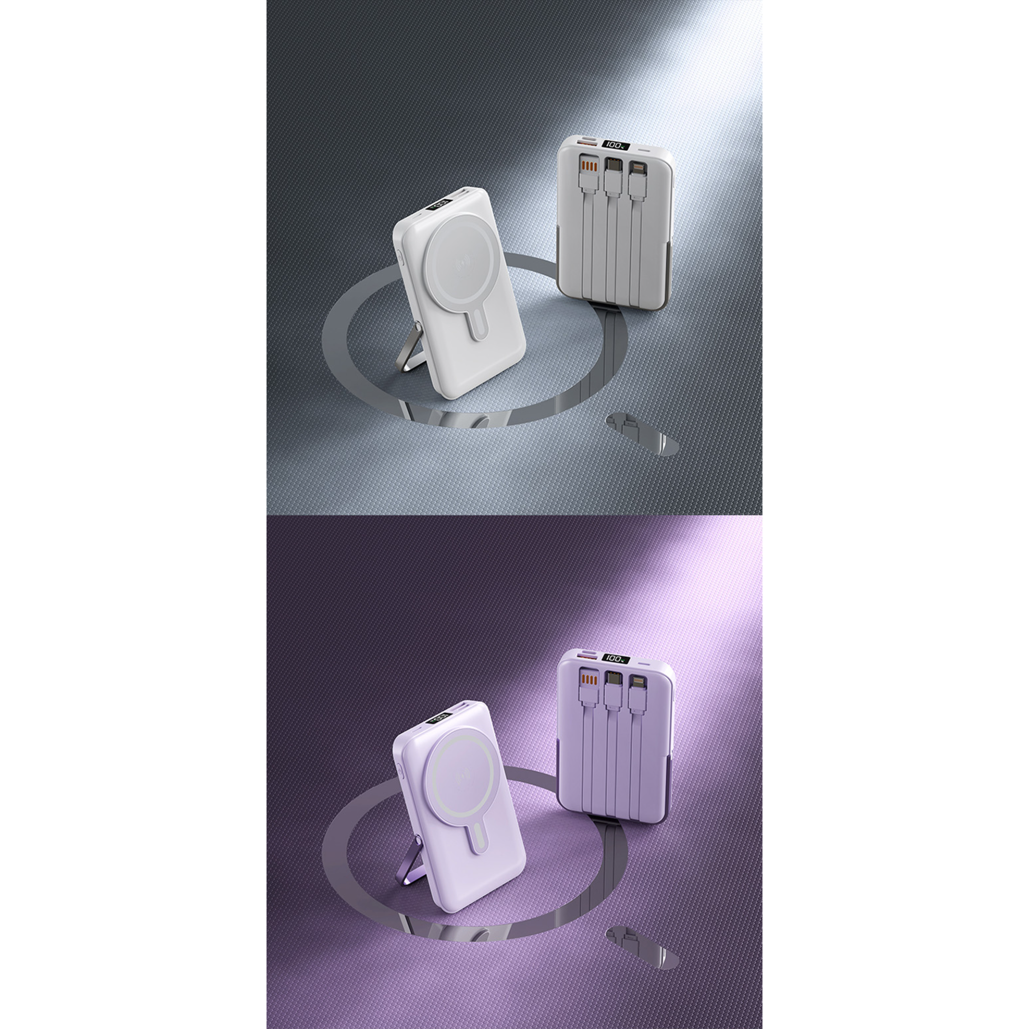 LUXEIN Magnetic Power Bank 10000mAh – Strong Magnet, Wireless Charging, Built-in Cables & Bracket Stand Snap On. Stand Up. Power Anywhere.