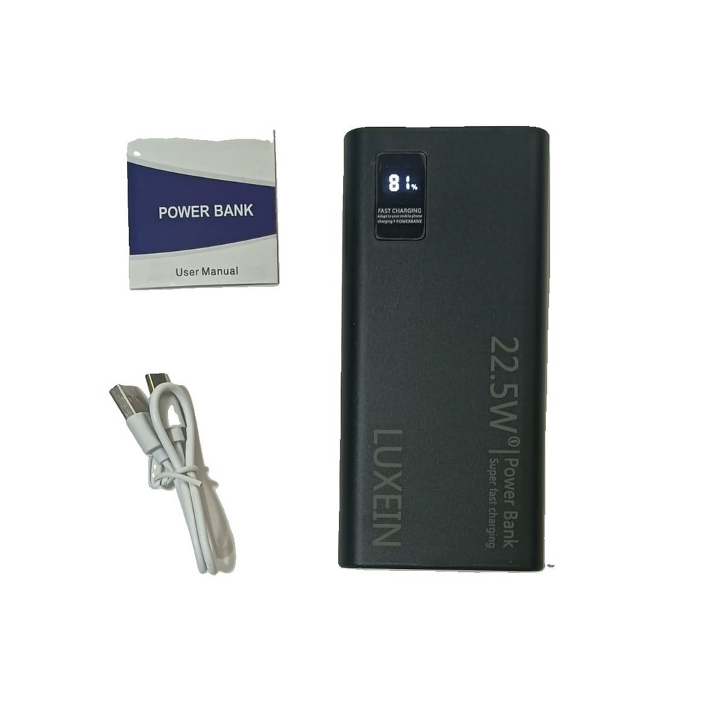 LUXEIN 10000mAh Power Bank | 22.5W Fast Charging | 3 Ports (2x USB-A + 1x USB-C) | Portable External Battery