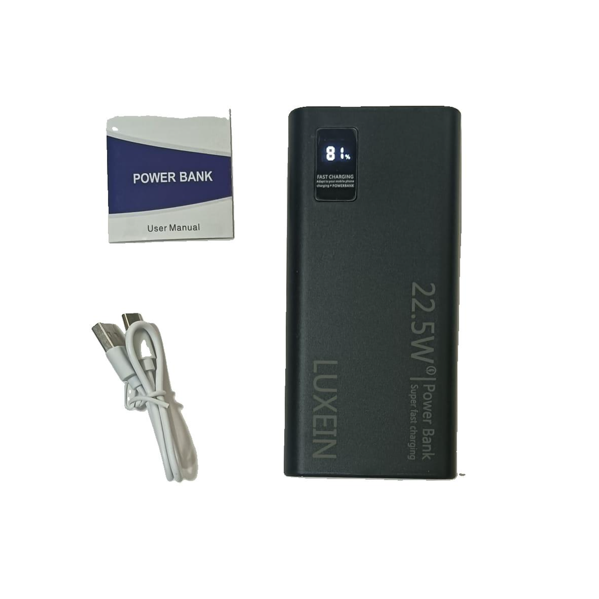 LUXEIN 10000mAh Power Bank | 22.5W Fast Charging | 3 Ports (2x USB-A + 1x USB-C) | Portable External Battery