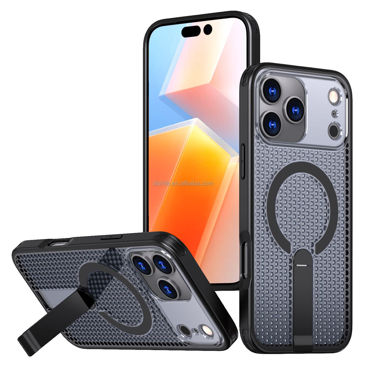 LUXEIN Magnetic iPhone 17 Pro Max Case with Magnetic Ring for wireless Charging, 3D Vented Design for Heat Dissipation, Heavy Duty Military Grade Shock Proof Cover with Kickstand & Camera Protection (White & Black)
