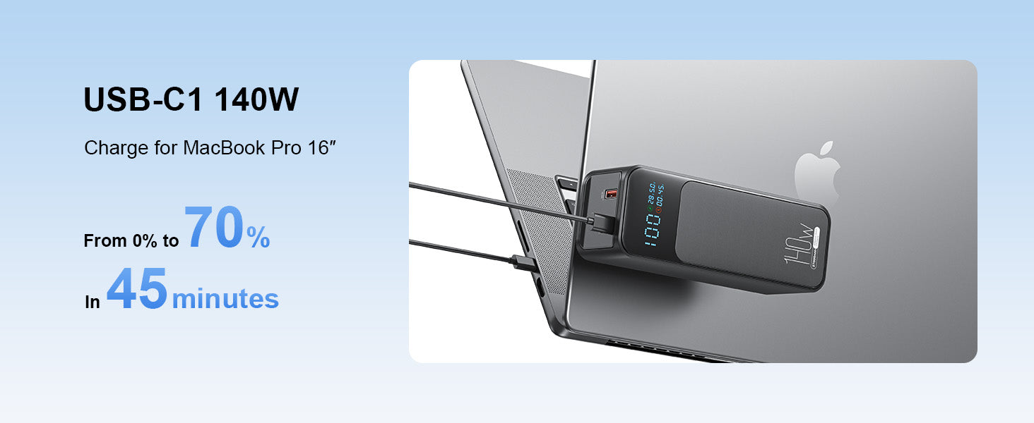 LUXEIN 27000mAh 140W Power Bank – Ultra Fast Charging Power Bank for Laptops & Mobiles  PD Fast Charge | High Capacity | LED Digital Display | Compact & Travel Friendly