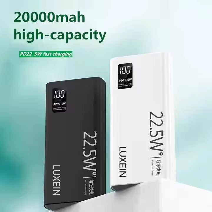 LUXEIN 20000mAh Power Bank | 22.5W Fast Charging | 3 Ports (2x USB-A + 1x USB-C) | Portable External Battery(Black)