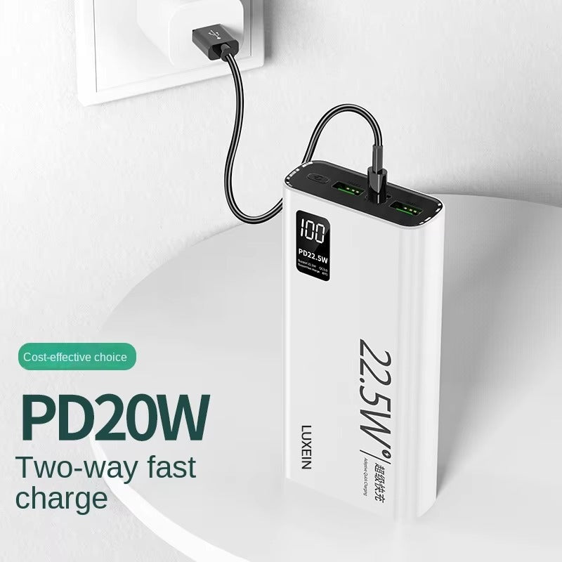 LUXEIN 20000mAh Power Bank | 22.5W Fast Charging | 3 Ports (2x USB-A + 1x USB-C) | Portable External Battery(Black)