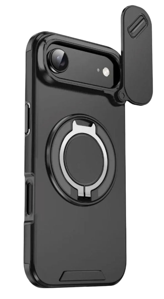 iPhone 17 Air Magnetic Case with Circular Metal Stand  PC + TPU Hybrid | MagSafe Compatible | Camera Protection Cover