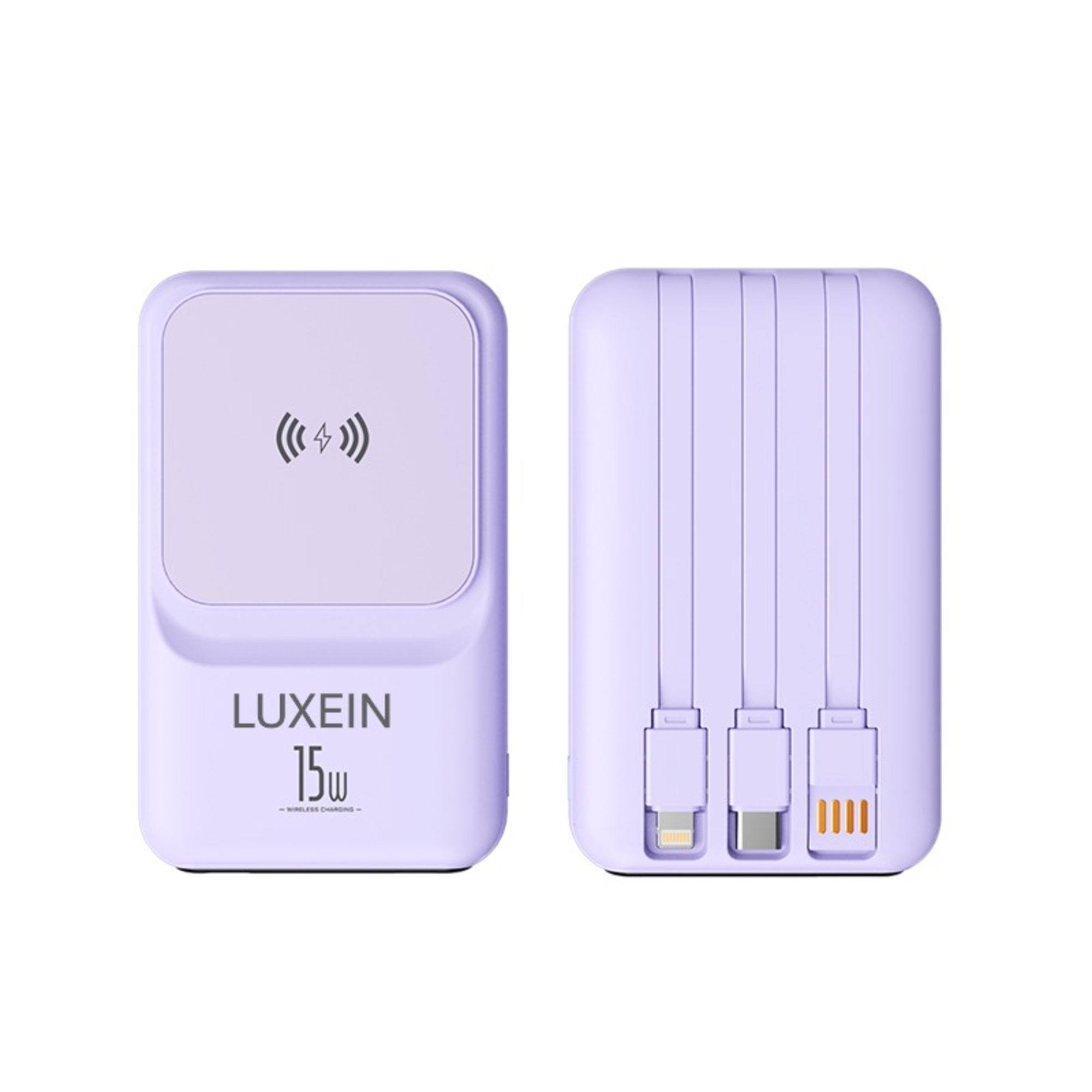 LUXEIN 10000mAh Power Bank – 22.5W Fast Charge + 15W Wireless, 3 Built-in Cables, LED Display One Power Bank. Zero Extra Cables. Total Convenience.