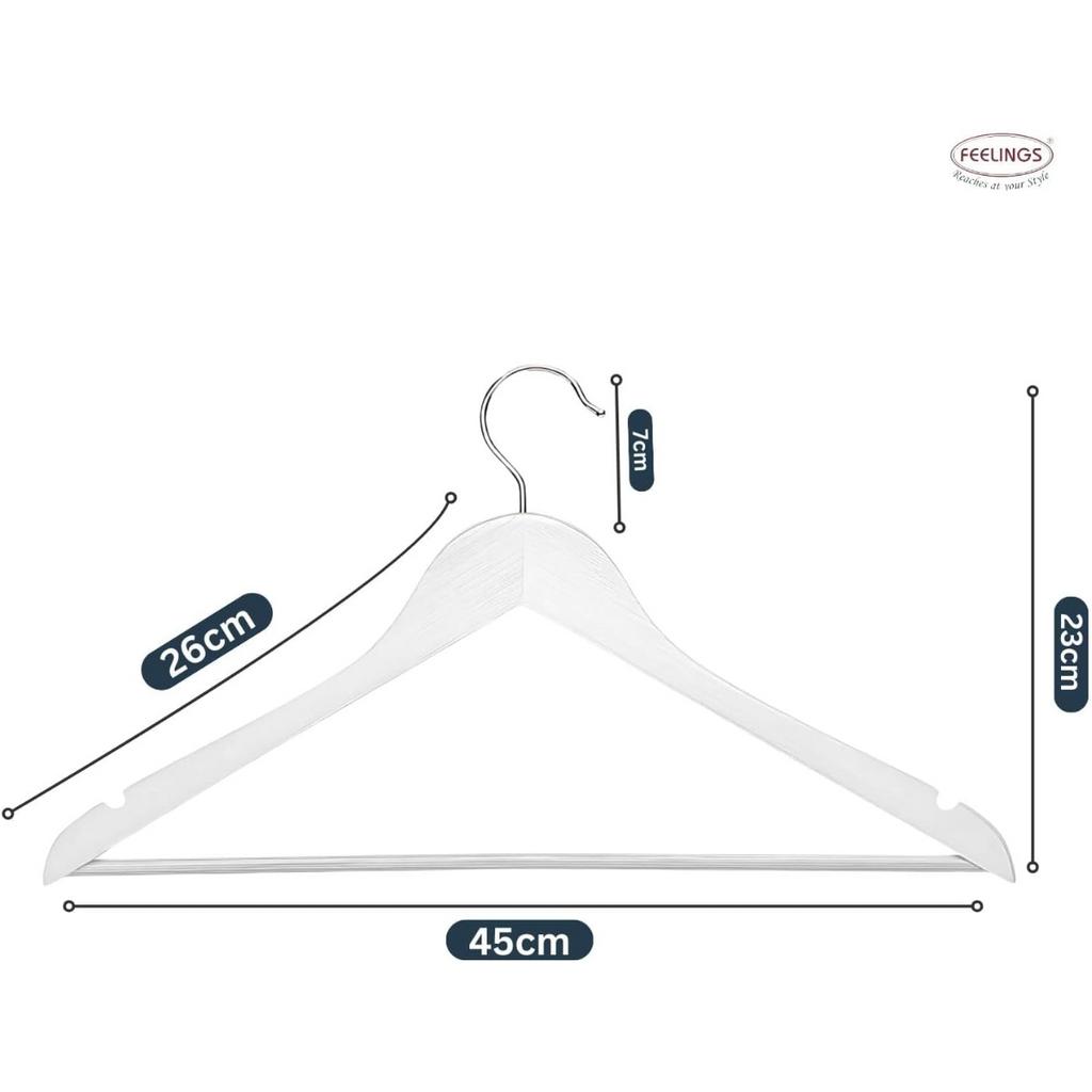 Premium Wooden Hangers – Heavy Duty White Clothes Hangers with 360° Rotating Chrome Hook(pack of 10)