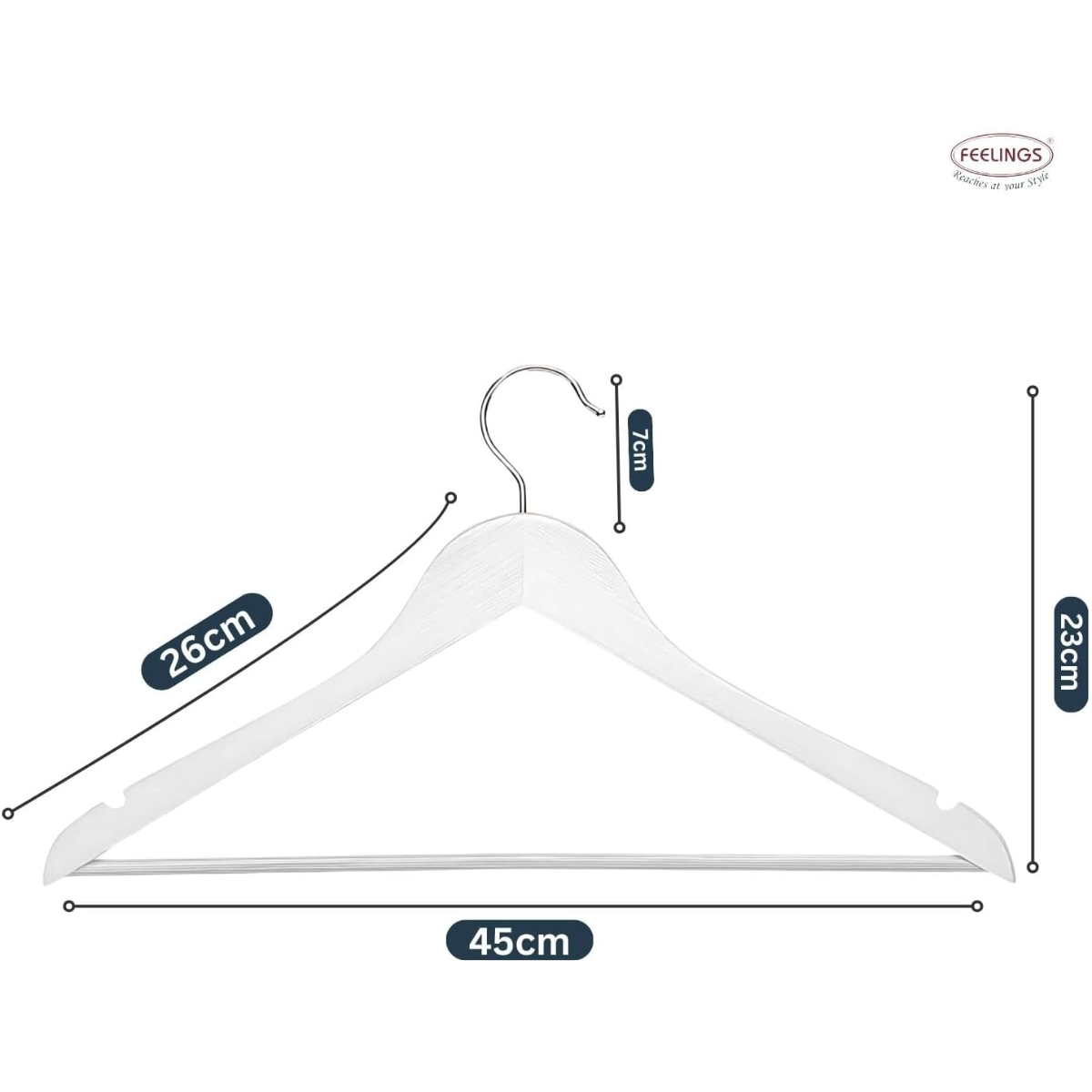 Premium Wooden Hangers – Heavy Duty White Clothes Hangers with 360° Rotating Chrome Hook(pack of 10)