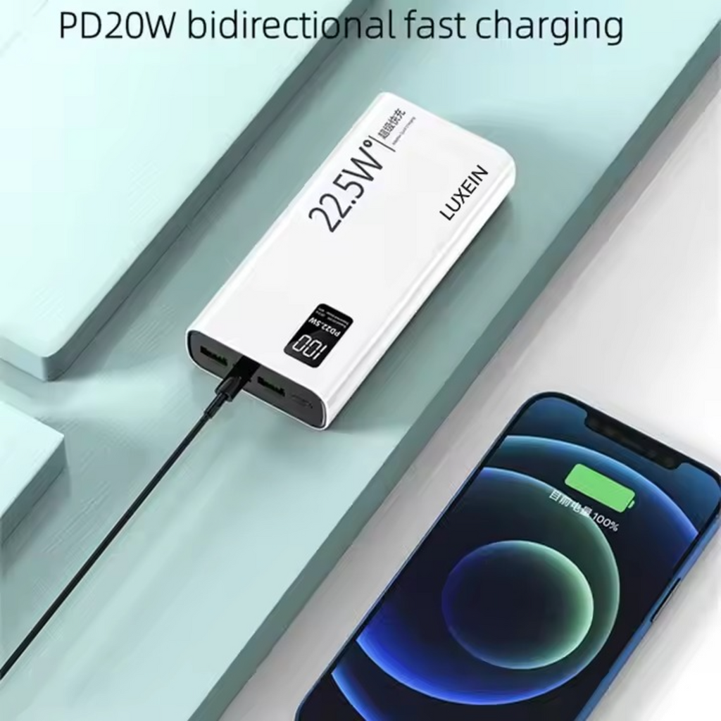 LUXEIN 10000mAh Power Bank | 22.5W Fast Charging | 3 Ports (2x USB-A + 1x USB-C) | Portable External Battery