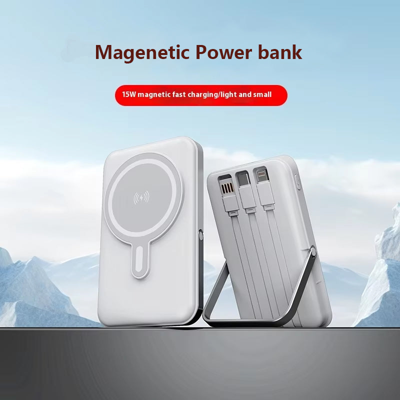 LUXEIN Magnetic Power Bank 10000mAh – Strong Magnet, Wireless Charging, Built-in Cables & Bracket Stand Snap On. Stand Up. Power Anywhere.