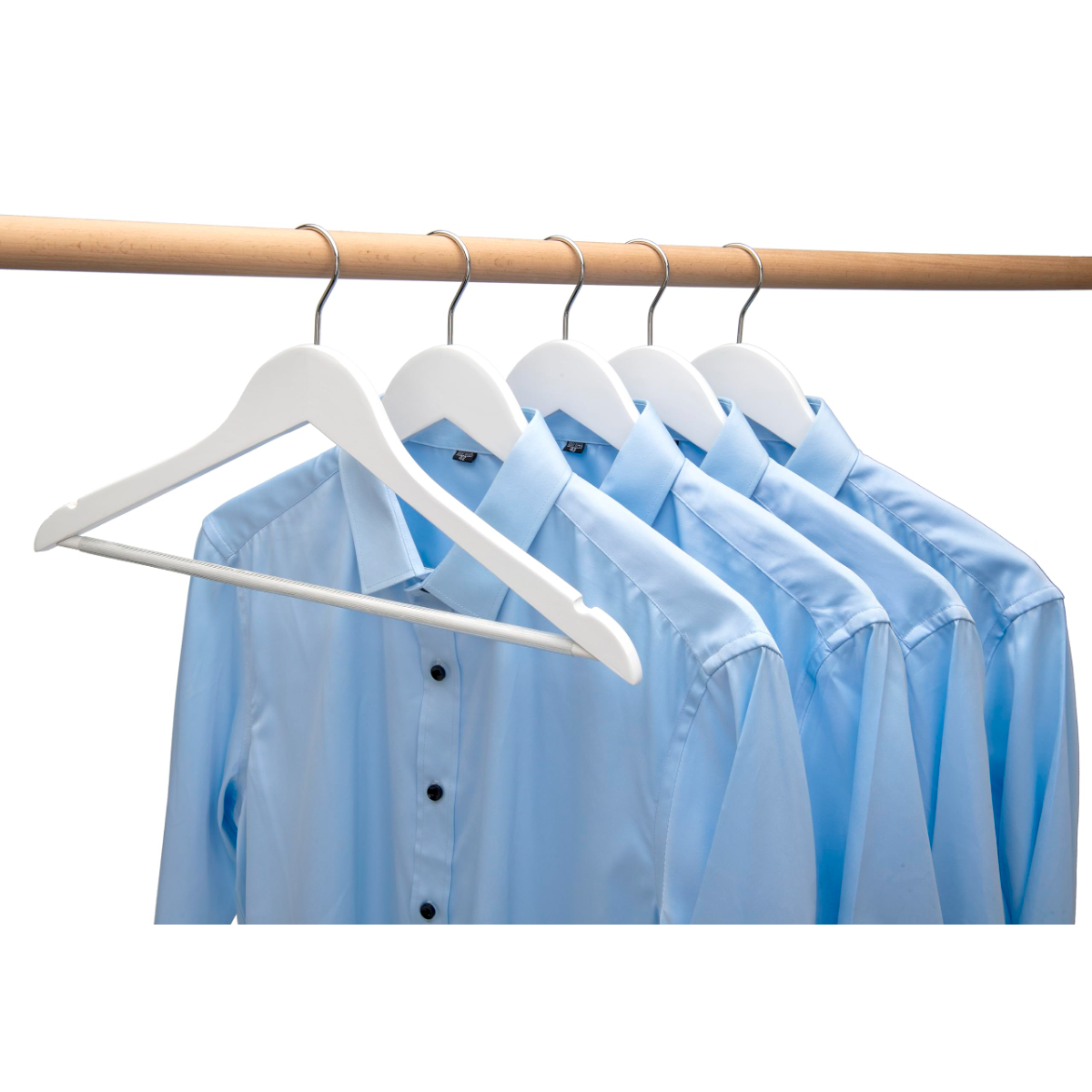 Premium Wooden Hangers – Heavy Duty White Clothes Hangers with 360° Rotating Chrome Hook(pack of 10)