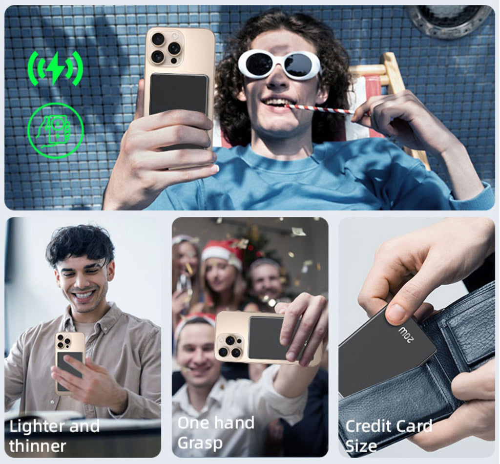 LUXEIN Magnetic Power Bank – 10000mAh, 20W Fast Charging, Super slim, Strong Magnet, Aluminum Alloy Body Snap. Charge. Go.