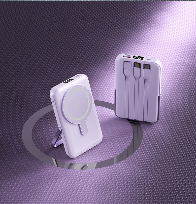 LUXEIN Magnetic Power Bank 10000mAh – Strong Magnet, Wireless Charging, Built-in Cables & Bracket Stand Snap On. Stand Up. Power Anywhere.