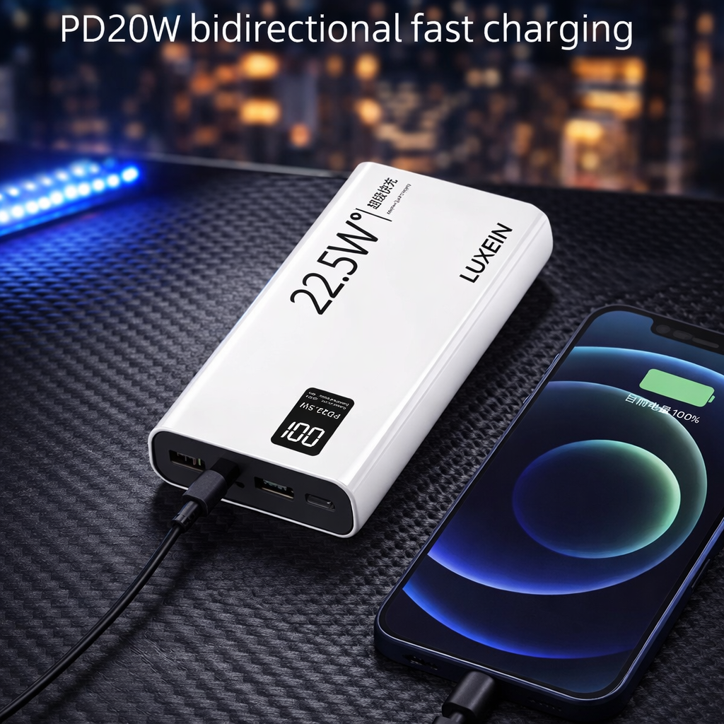 LUXEIN 10000mAh Power Bank | 22.5W Fast Charging | 3 Ports (2x USB-A + 1x USB-C) | Portable External Battery