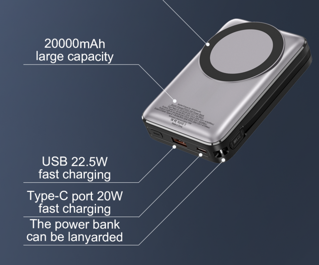 LUXEIN 20000mAh Power Bank – 22.5W Fast Charging + 15W Wireless, LED Display, Built-in Stand & Cables Power More. Carry Less. Charge Faster.
