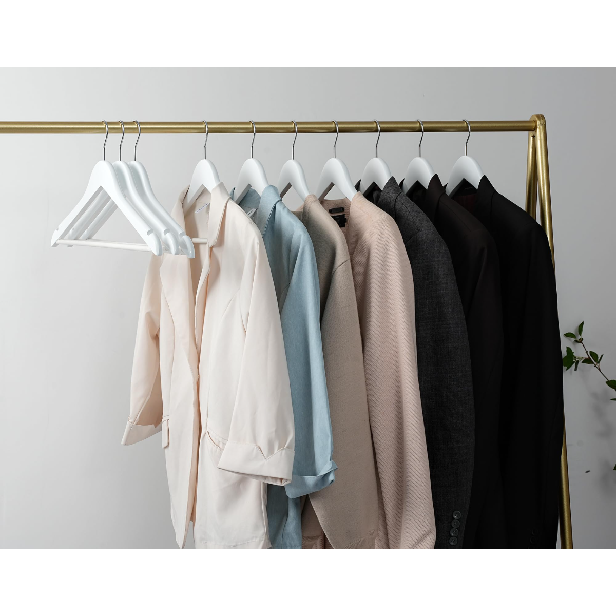 Premium Wooden Hangers – Heavy Duty White Clothes Hangers with 360° Rotating Chrome Hook(pack of 10)