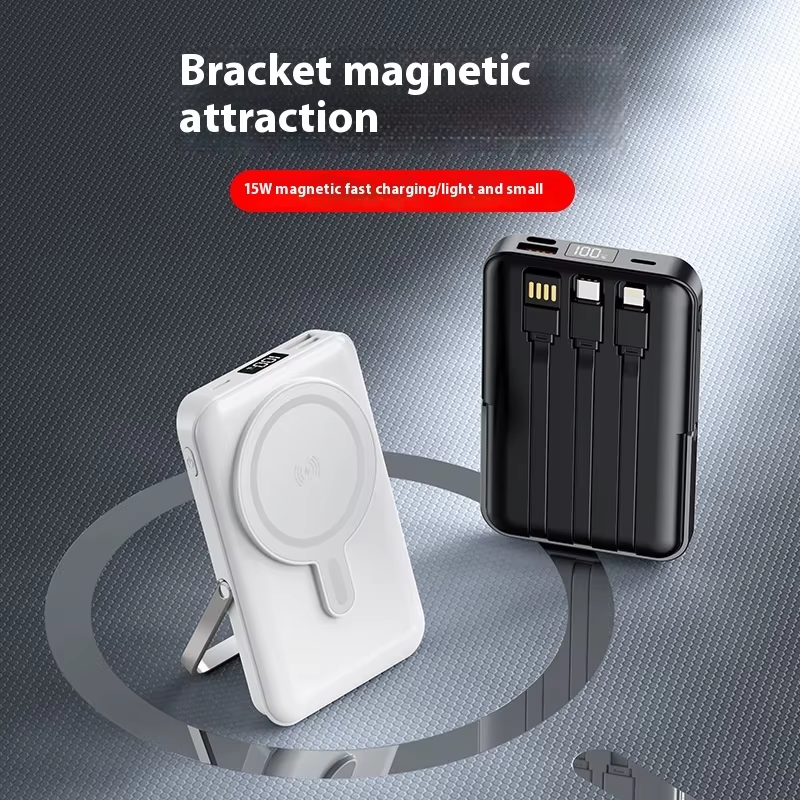 LUXEIN Magnetic Power Bank 10000mAh – Strong Magnet, Wireless Charging, Built-in Cables & Bracket Stand Snap On. Stand Up. Power Anywhere.