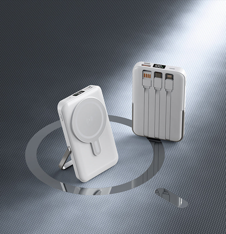 LUXEIN Magnetic Power Bank 10000mAh – Strong Magnet, Wireless Charging, Built-in Cables & Bracket Stand Snap On. Stand Up. Power Anywhere.