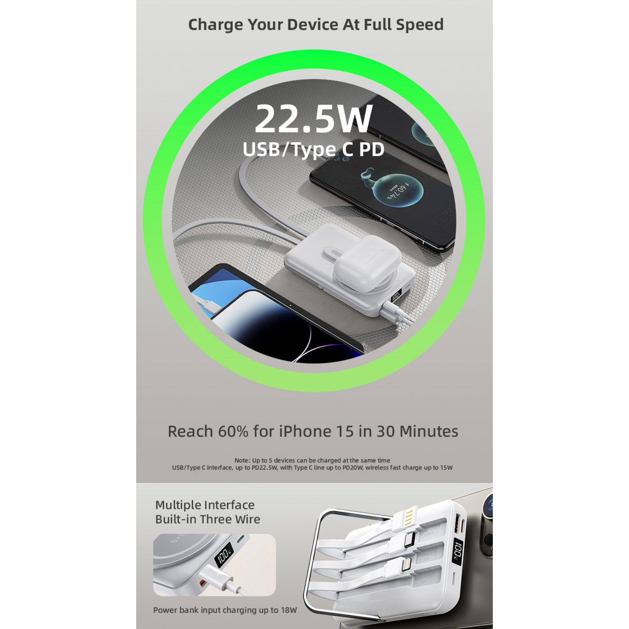 LUXEIN Magnetic Power Bank 10000mAh – Strong Magnet, Wireless Charging, Built-in Cables & Bracket Stand Snap On. Stand Up. Power Anywhere.