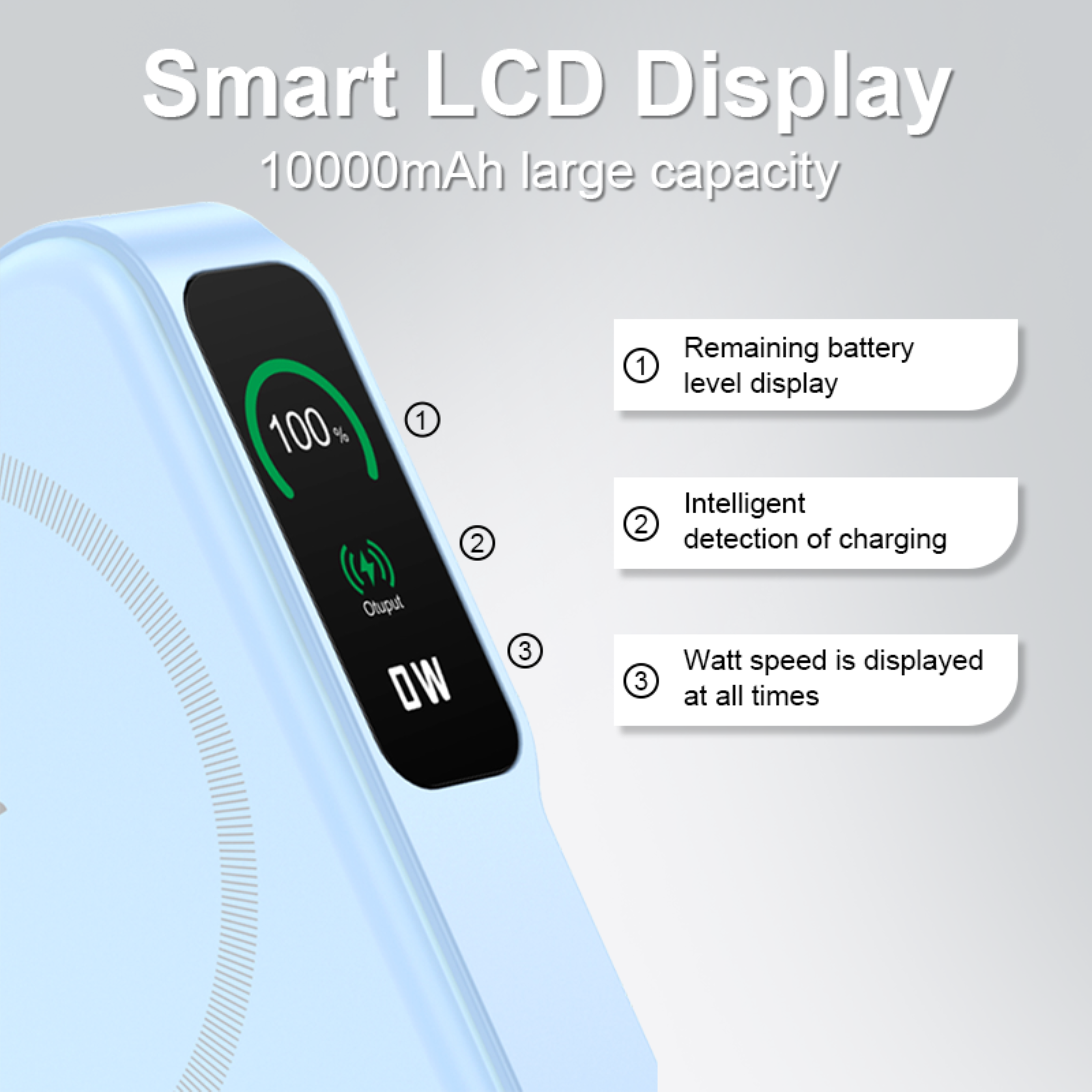 10000mAh Magnetic Wireless Power Bank – 20W Fast Charging, 15W Wireless, Metal Stand &amp; Lanyard Cable