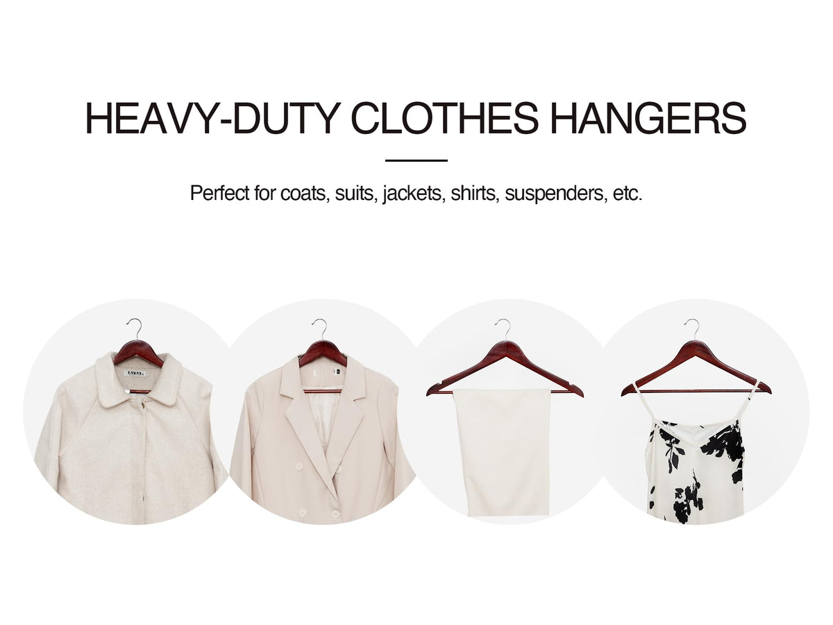 Premium Wooden Hangers – Heavy Duty White Clothes Hangers with 360° Rotating Chrome Hook(pack of 10)