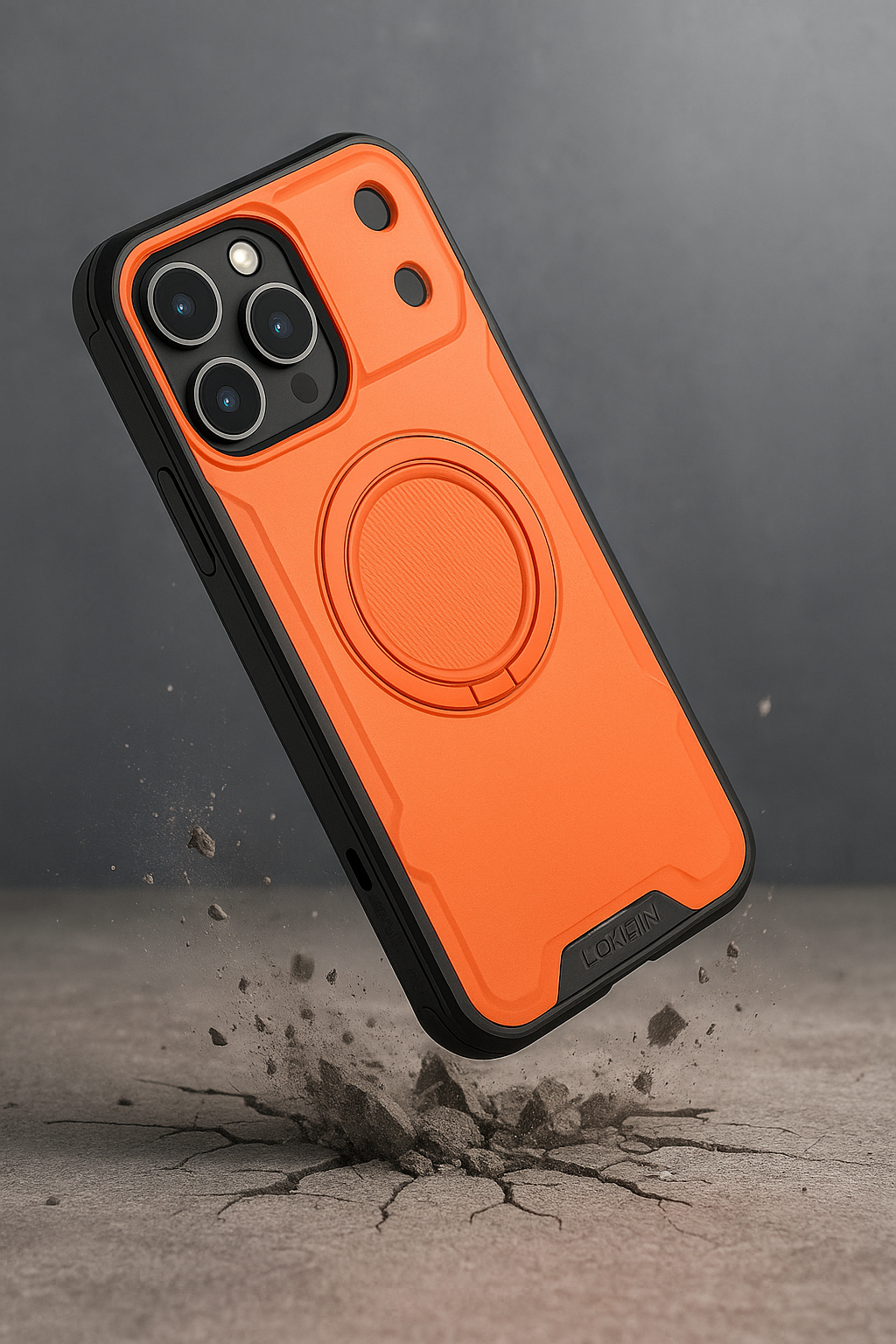 Magnetic Case for iPhone 17 Pro Max, Military Grade Armor Style Shockproof Cover with Sliding Camera Protection, MagSafe Compatible, 360° Rotating Ring Stand, Anti-Scratch Heavy Duty Protective Phone Case Double Layered case TPU+PC (Orange)