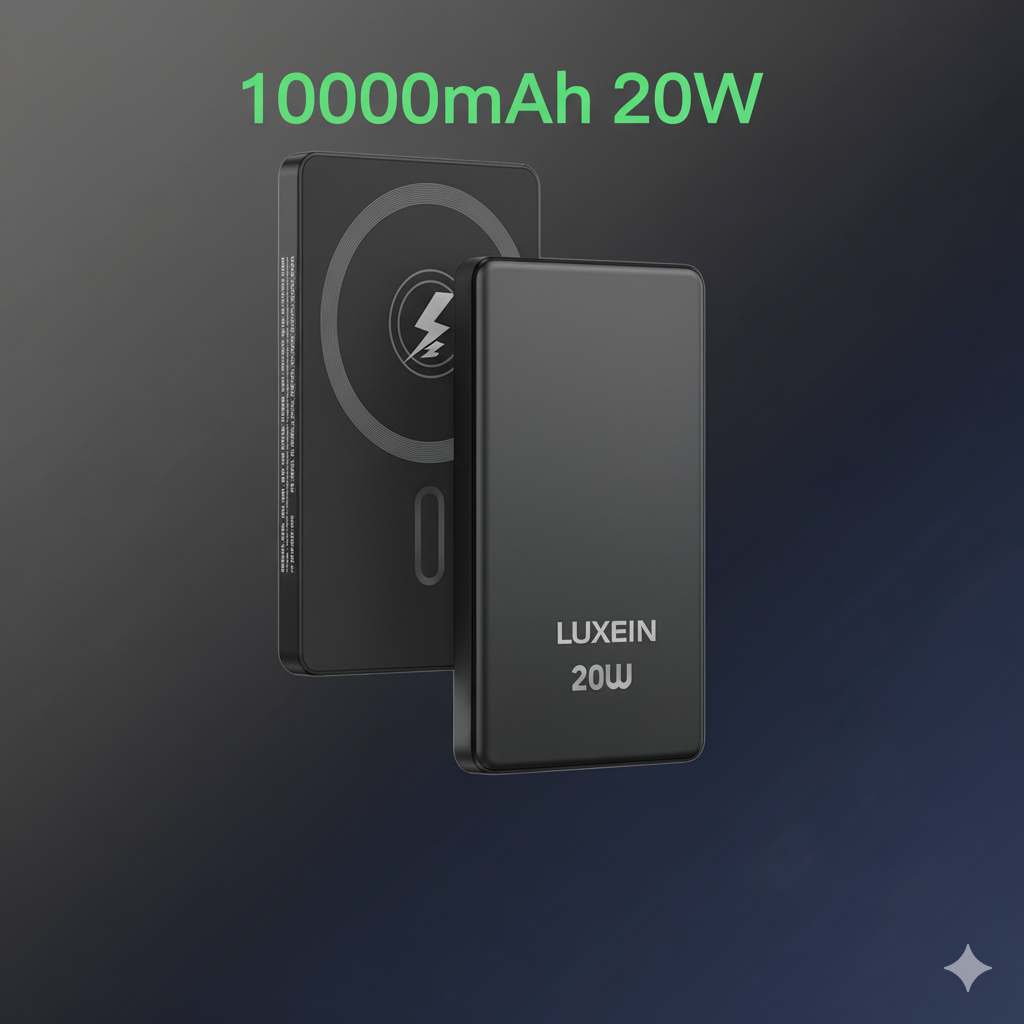 LUXEIN Magnetic Power Bank – 10000mAh, 20W Fast Charging, Super slim, Strong Magnet, Aluminum Alloy Body Snap. Charge. Go.