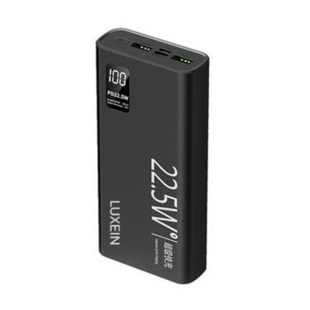 LUXEIN 20000mAh Power Bank | 22.5W Fast Charging | 3 Ports (2x USB-A + 1x USB-C) | Portable External Battery(Black)