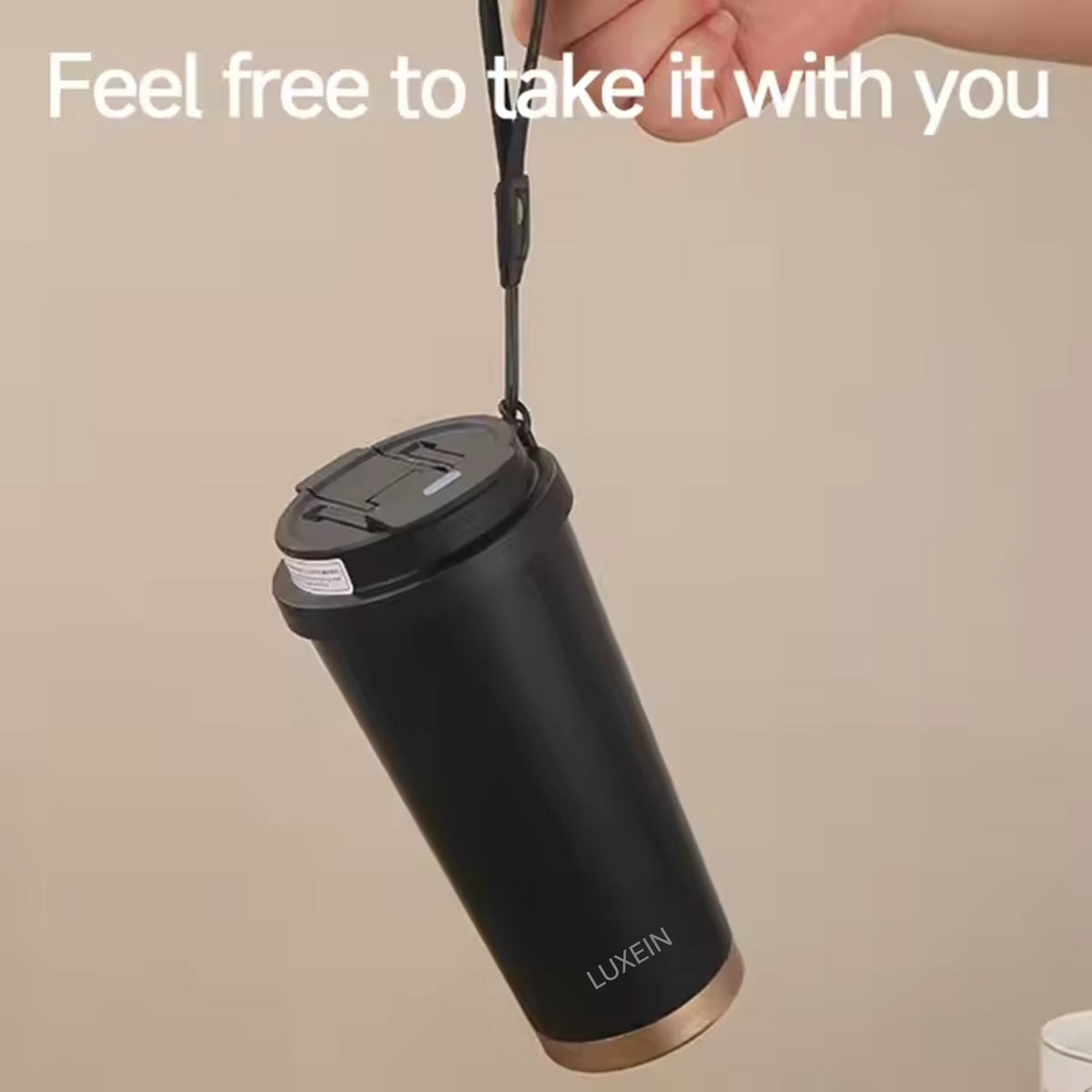 LUXEIN Travel Coffee Mug 500ml – Premium Insulated Stainless Steel Tumbler (Black)  Double Wall Vacuum | Hidden Straw | Triple Drinking Modes | Leakproof Lid | Hot & Cold Thermal Cup