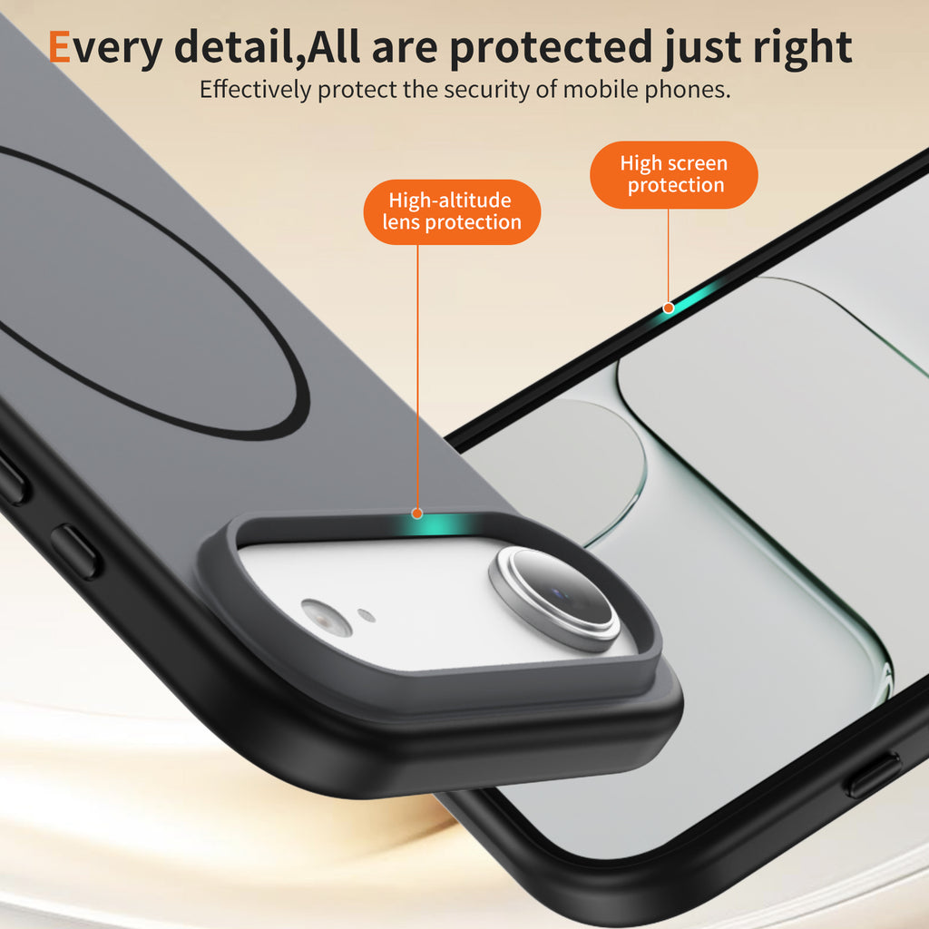 Magnetic Phone Case Compatible with iPhone 17 air, Matte Translucent PC Material, Slim Shockproof Cover with Circular Ring Design, MagSafe Charging Compatible