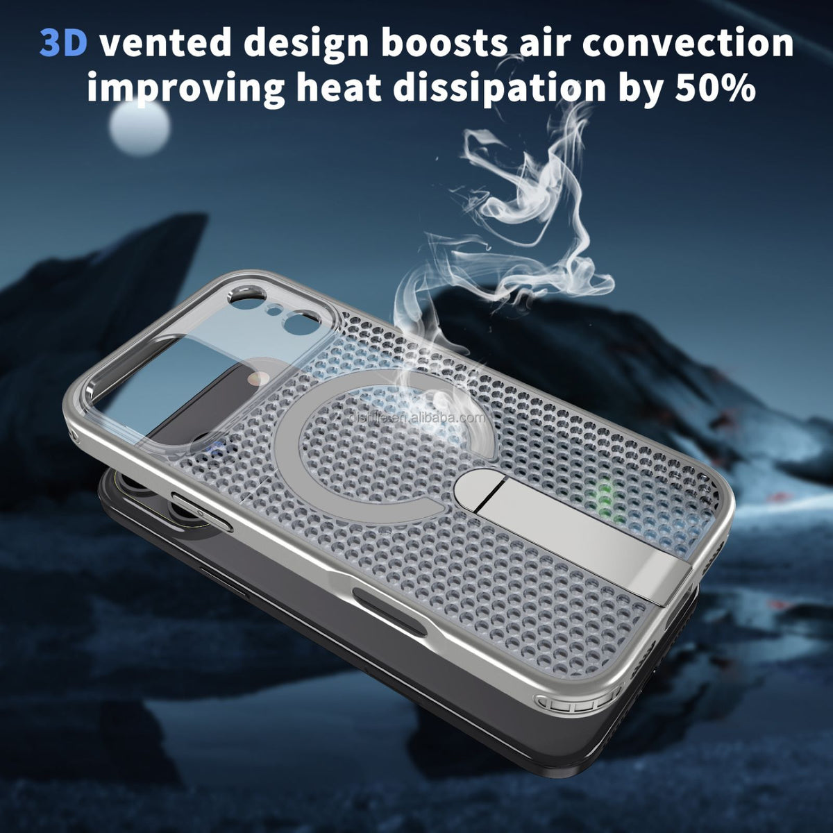 LUXEIN Magnetic iPhone 17 Pro Max Case with Magnetic Ring for wireless Charging, 3D Vented Design for Heat Dissipation, Heavy Duty Military Grade Shock Proof Cover with Kickstand & Camera Protection (White & Black)
