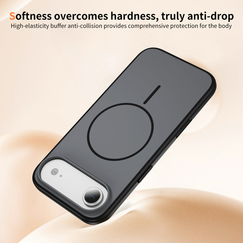 Magnetic Phone Case Compatible with iPhone 17 air, Matte Translucent PC Material, Slim Shockproof Cover with Circular Ring Design, MagSafe Charging Compatible