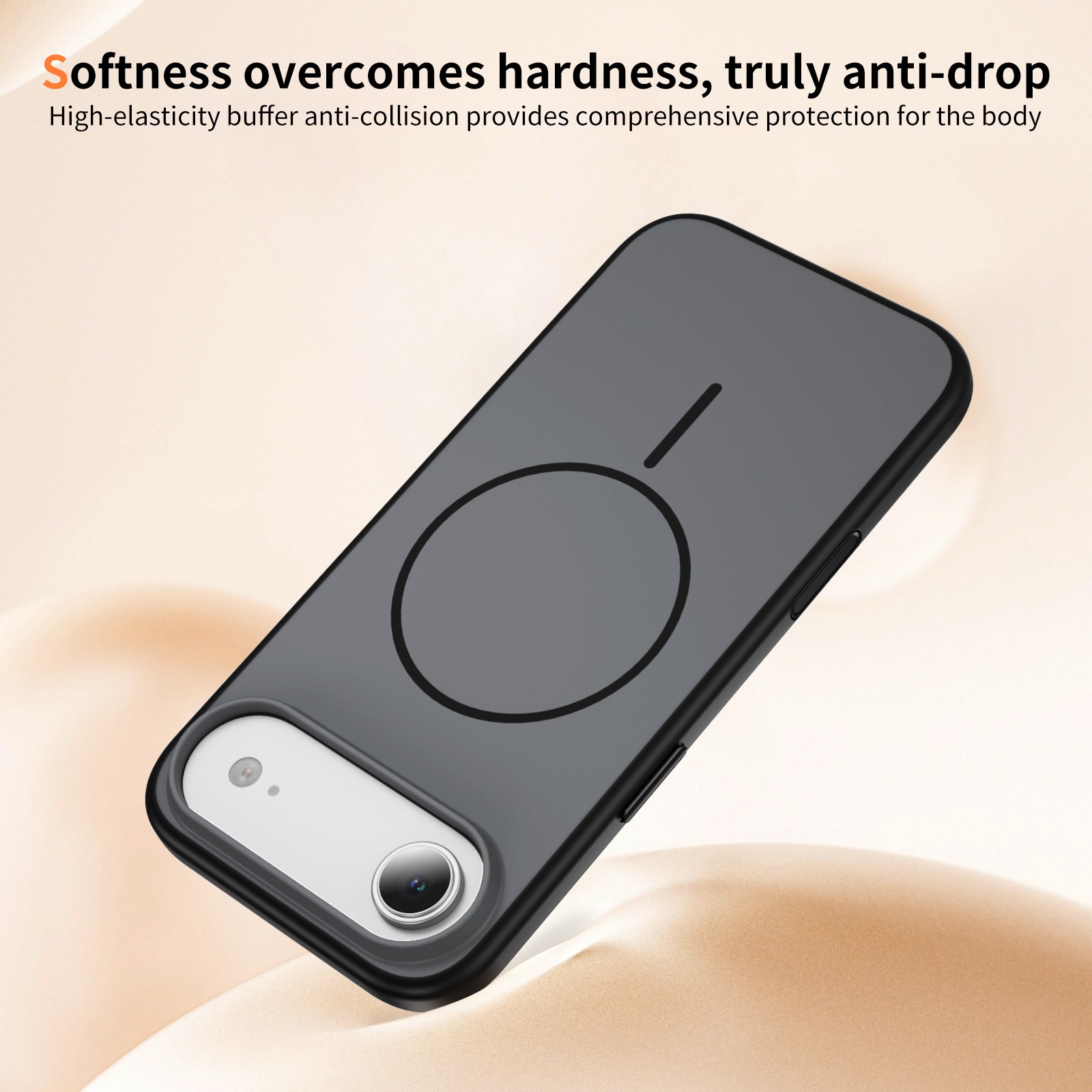 Magnetic Phone Case Compatible with iPhone 17 air, Matte Translucent PC Material, Slim Shockproof Cover with Circular Ring Design, MagSafe Charging Compatible