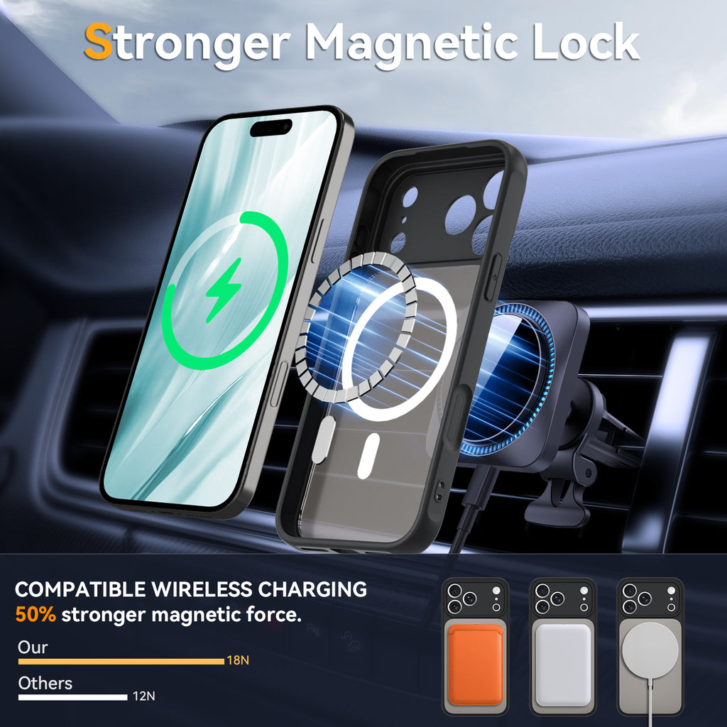 iPhone 17 Pro Max Magnetic Case – Clear TPU + Acrylic Protective Cover, MagSafe Compatible