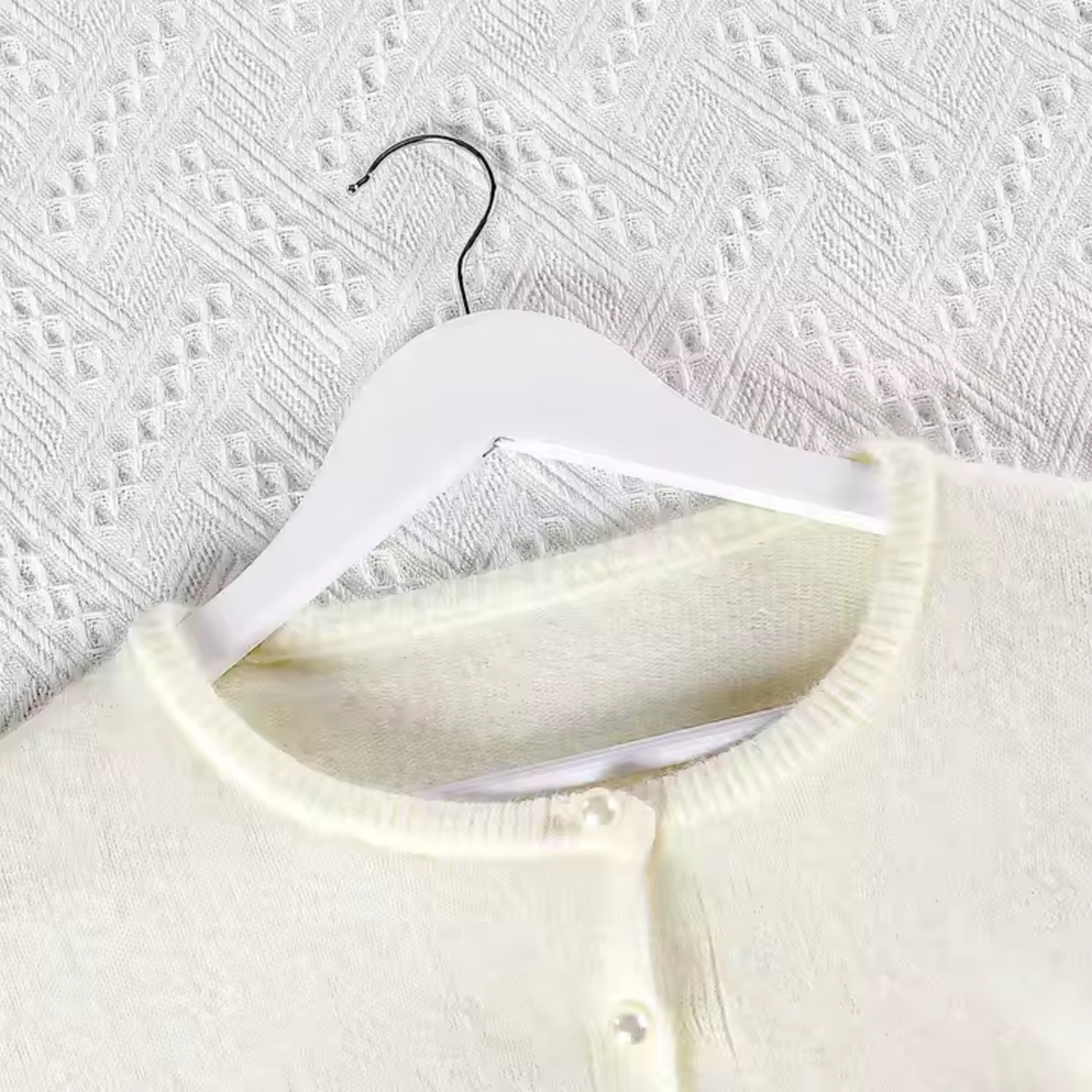 Premium Wooden Hangers – Heavy Duty White Clothes Hangers with 360° Rotating Chrome Hook(pack of 10)