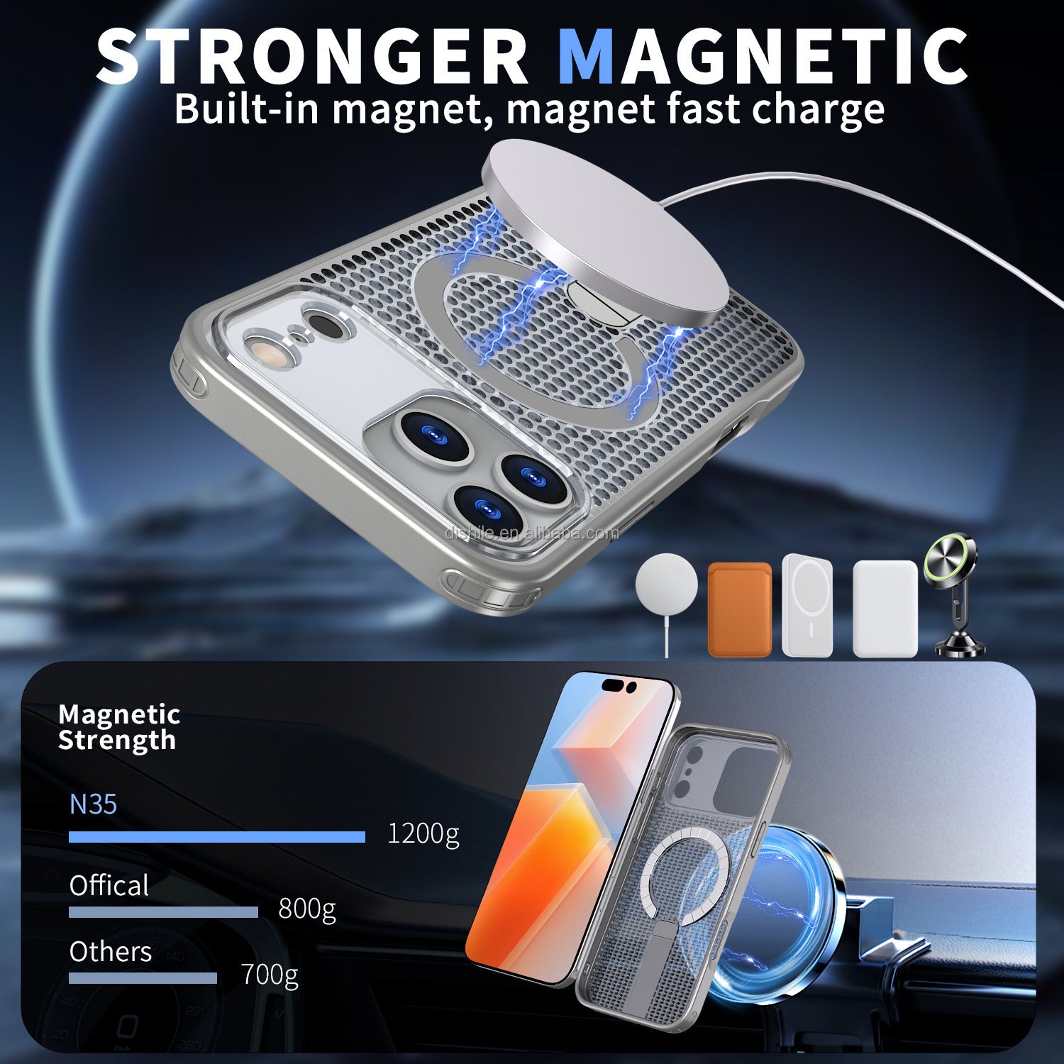 LUXEIN Magnetic iPhone 17 Pro Max Case with Magnetic Ring for wireless Charging, 3D Vented Design for Heat Dissipation, Heavy Duty Military Grade Shock Proof Cover with Kickstand & Camera Protection (White & Black)