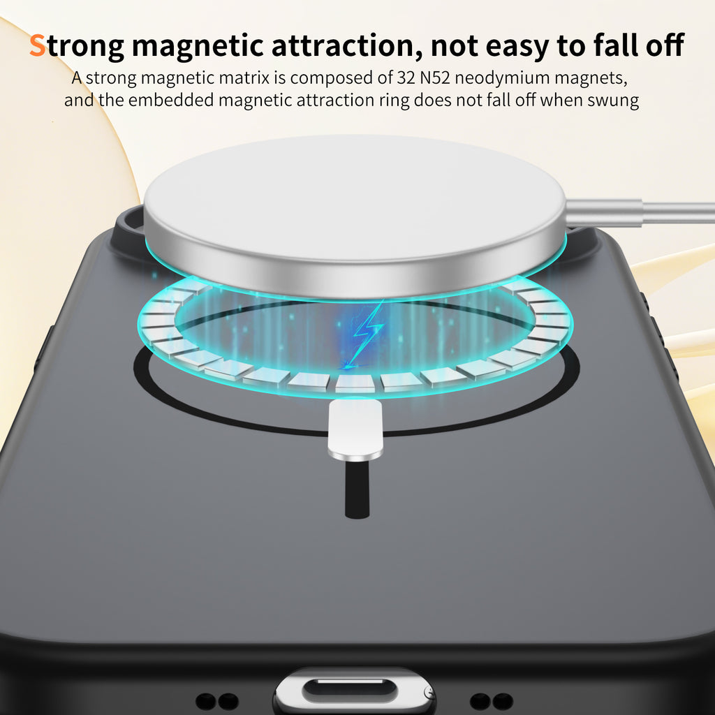 Magnetic Phone Case Compatible with iPhone 17 air, Matte Translucent PC Material, Slim Shockproof Cover with Circular Ring Design, MagSafe Charging Compatible