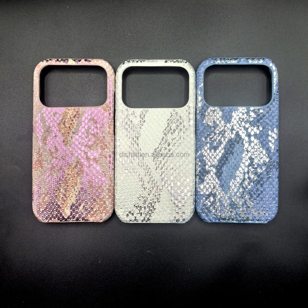 LUXEIN Shiny Snakeskin Pattern Phone Case for iPhone 17 Pro Max  – Luxury Anti-Scratch Lightweight PC+PU Protective Cover – High-End Texture Grip Case for Women & Men