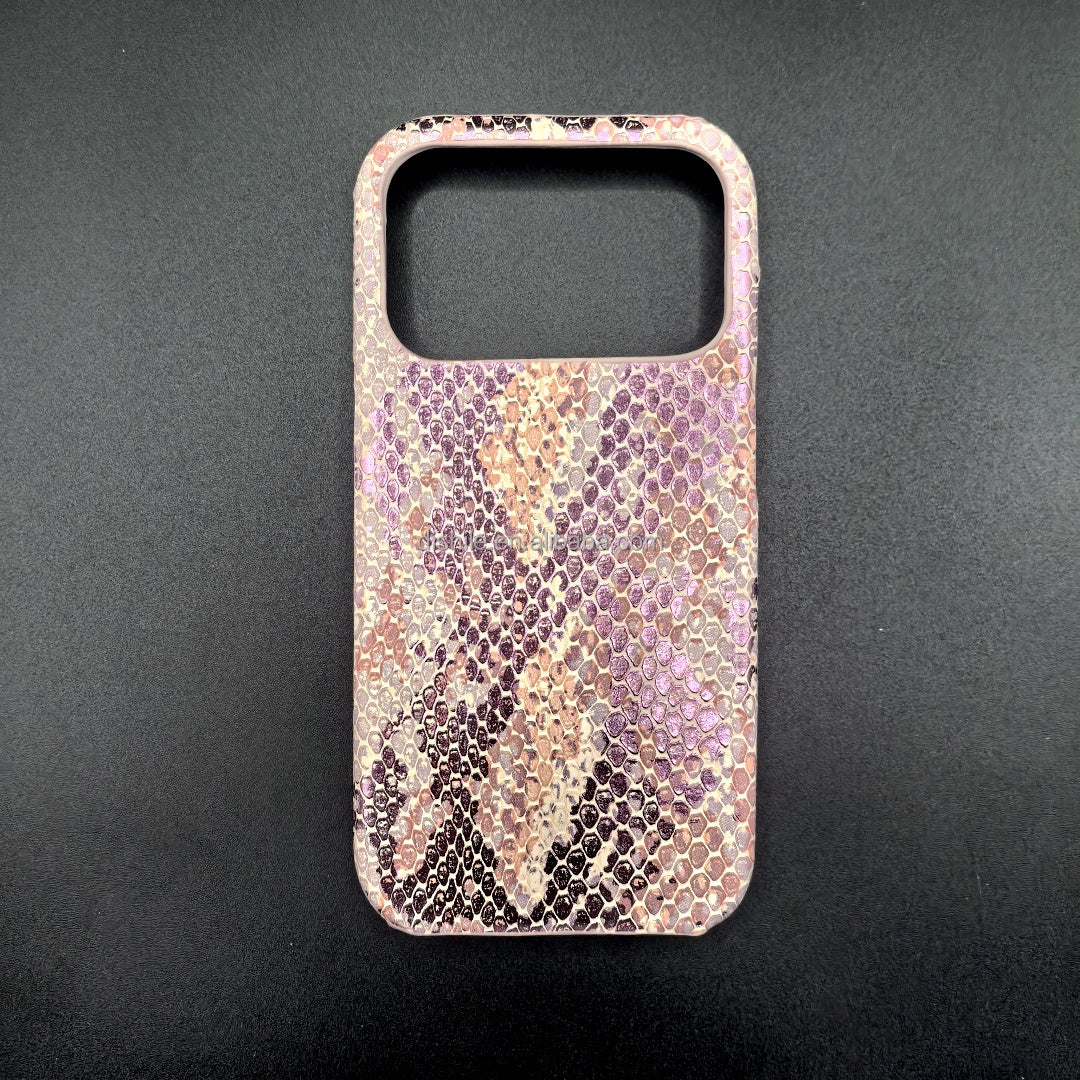 LUXEIN Shiny Snakeskin Pattern Phone Case for iPhone 17 Pro Max  – Luxury Anti-Scratch Lightweight PC+PU Protective Cover – High-End Texture Grip Case for Women & Men