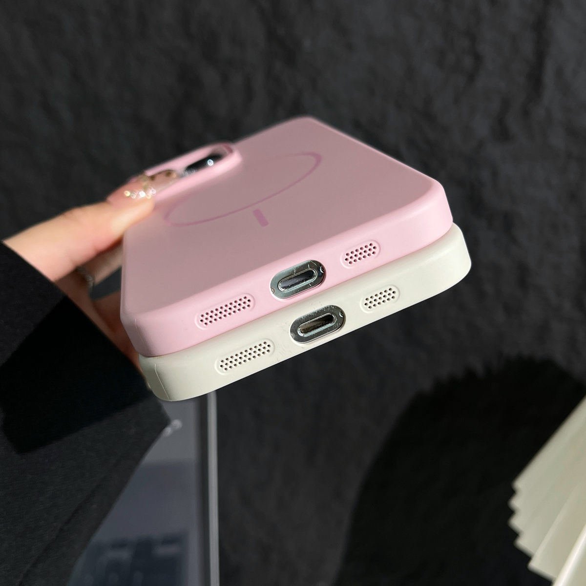 Magnetic Phone Case Compatible with iPhone 17 air, Matte Translucent PC Material, Slim Shockproof Cover with Circular Ring Design, MagSafe Charging Compatible