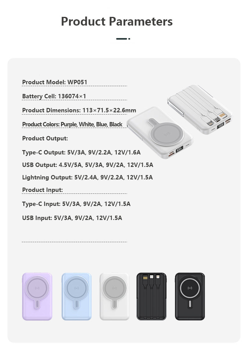 LUXEIN Magnetic Power Bank 10000mAh – Strong Magnet, Wireless Charging, Built-in Cables & Bracket Stand Snap On. Stand Up. Power Anywhere.